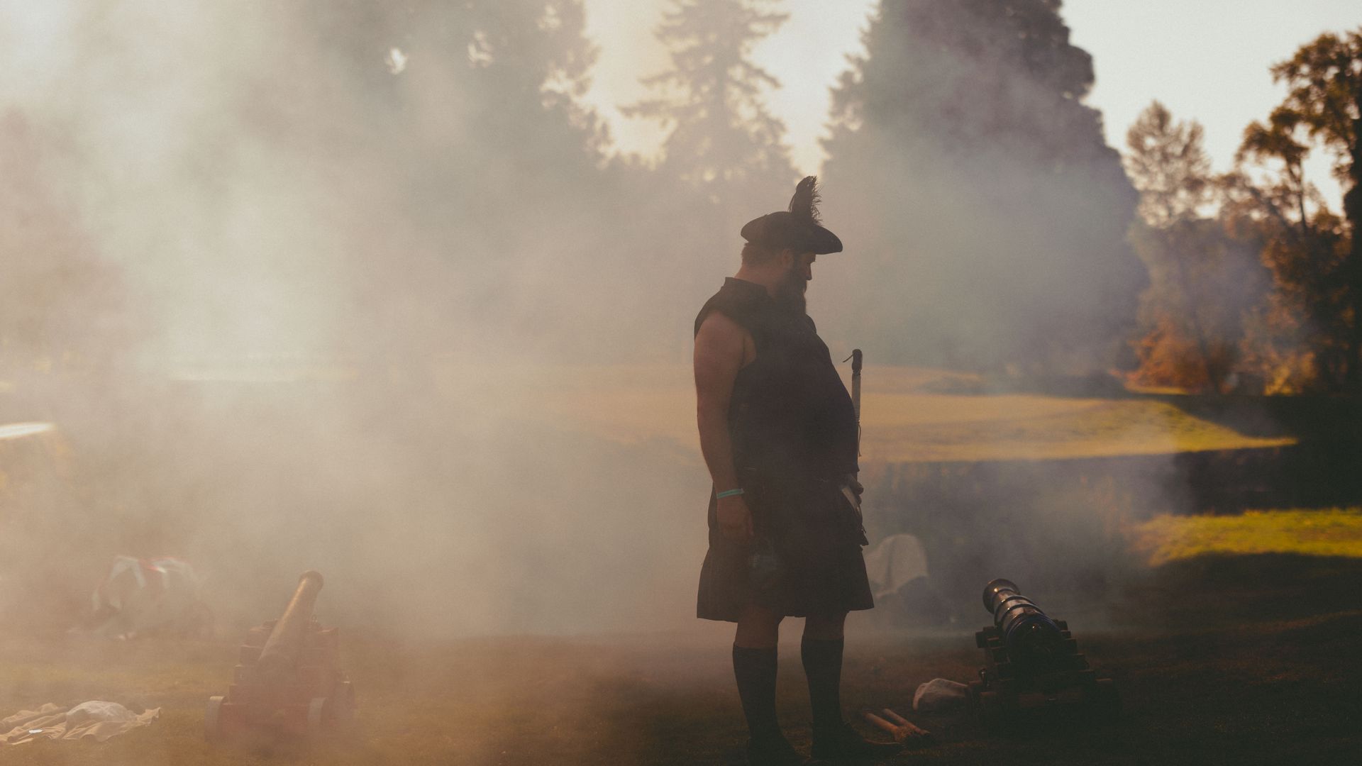 Dramatic silhouette with smoke effects